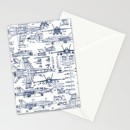 F-18 Blueprints // Blue Ink Stationery Card