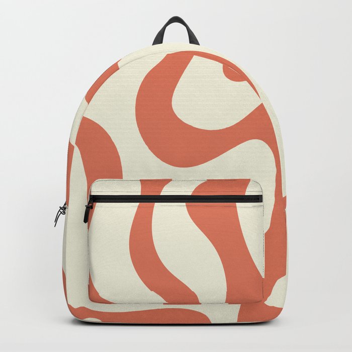 70s Abstract Retro Swirl Print - Terra Cotta and Beige Backpack