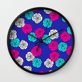 Pop Roses Pattern Wall Clock