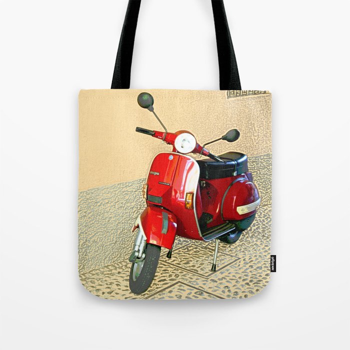 Vespa in Red Tote Bag