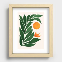 Tropical Forest Sunset / Mid Century Abstract Shapes Recessed Framed Print