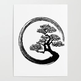Enso Zen Circle and Bonsai Tree Poster