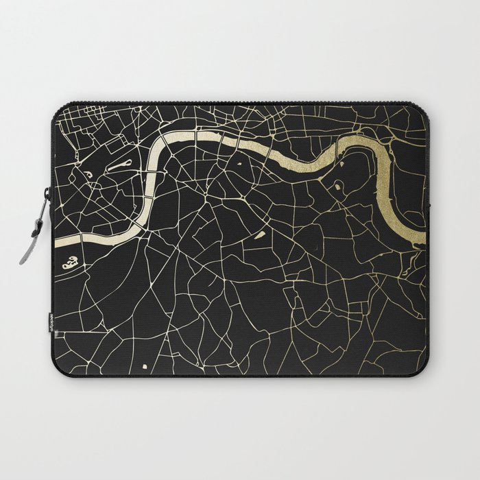 London Black on Gold Street Map Laptop Sleeve