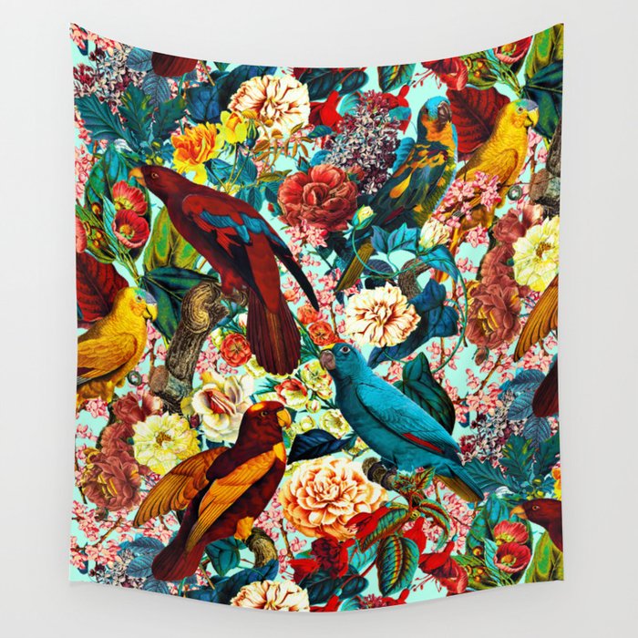 FLORAL AND BIRDS XV Wall Tapestry