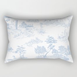 Toile de Jouy Vintage French Soft Baby Blue White Pastoral Pattern Rectangular Pillow