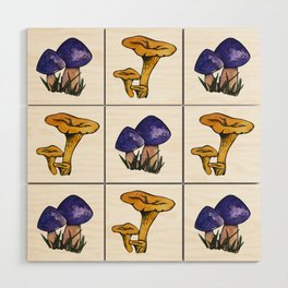 Mushroom Medley #1 - Purple and Yellow Wood Wall Art