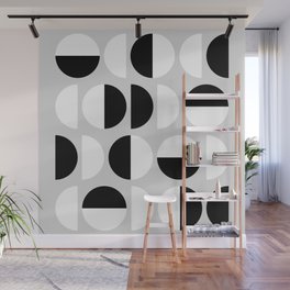 Abstraction_BLACK_WHITE_SHAPE_MOUNTAINS_PATTERN_POP_ART_0629A Wall Mural
