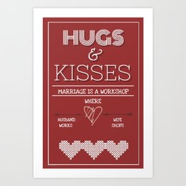 Hugs and kisses valentine poster Art Print