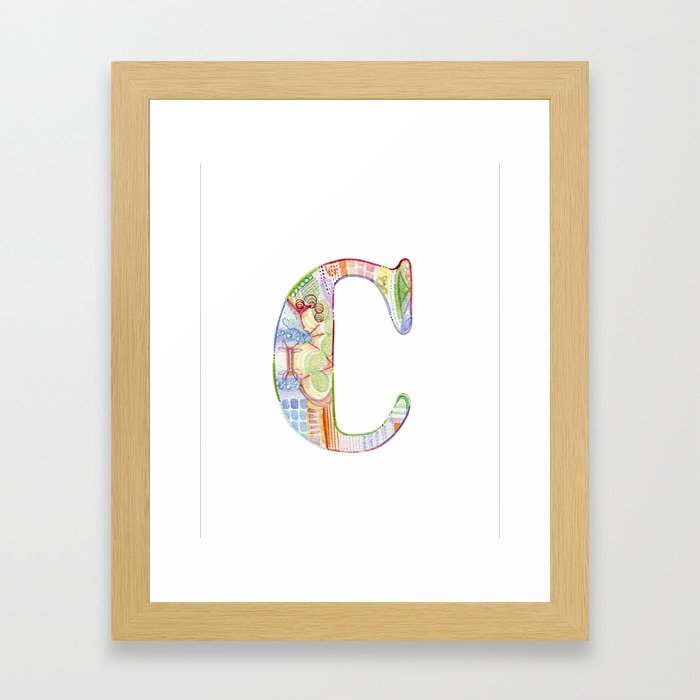 Letter C - Watercolor Monogram - Colorful Lettering - Watercolor Letter Print - Watercolor Initial Framed Art Print
