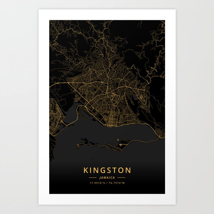 Kingston, Jamaica - Gold Art Print