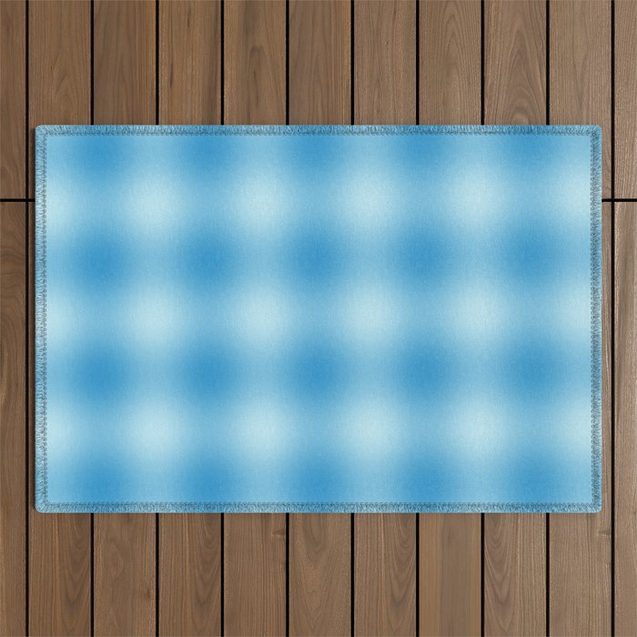Trippy Blue Gradient Checkerboard Gingham Pattern Outdoor Rug