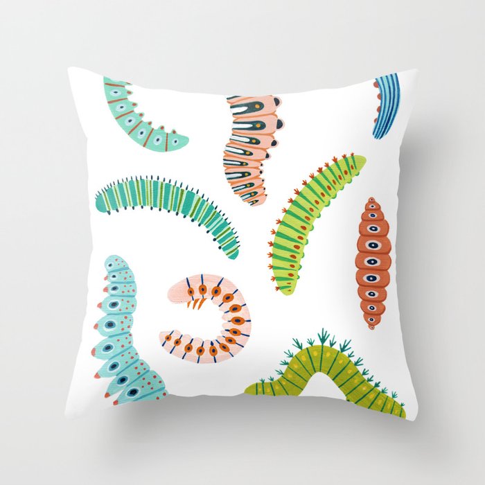 Chubby Caterpillars Throw Pillow