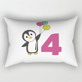 Penguin Fourth Birthday Balloons For Kids Rectangular Pillow