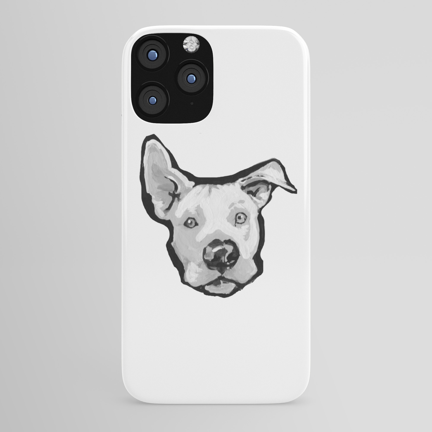 rescue me pit bull pitbull dog pop art black and white painting by lea iphone case by wilddogs