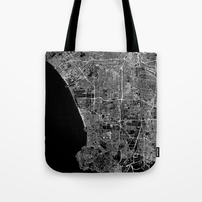 Los Angeles Black Map Tote Bag