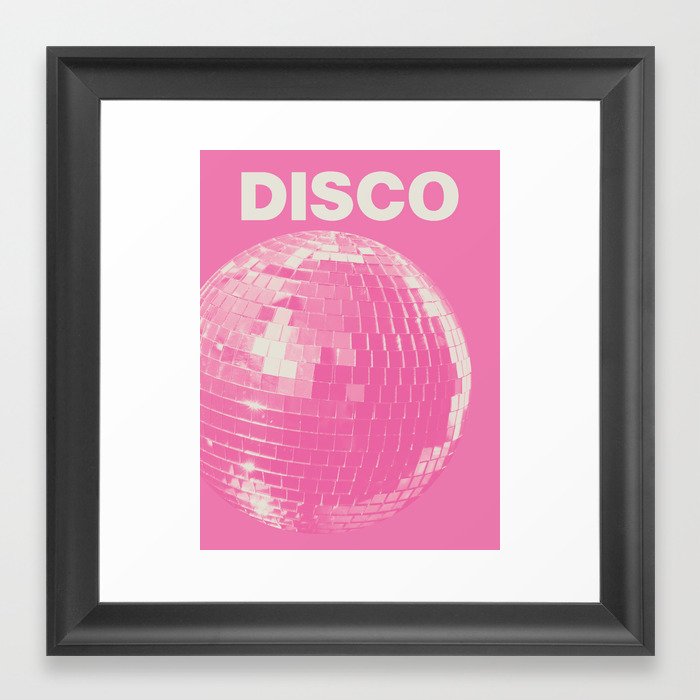 Pink Disco Ball Framed Art Print