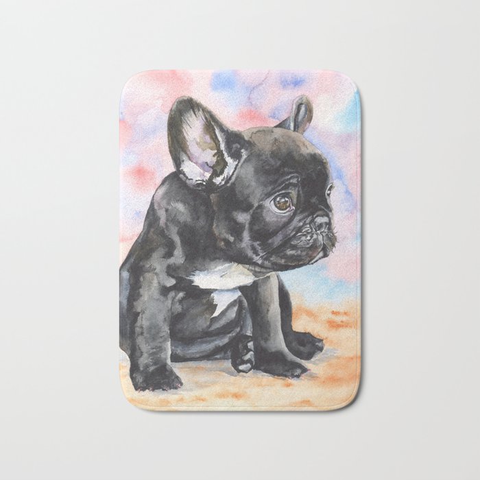 French Bulldog Puppy Watercolor | Pillow Cover | Dogs | Home Decor | Custom Dog Pillow | Dog Mom Bath Mat