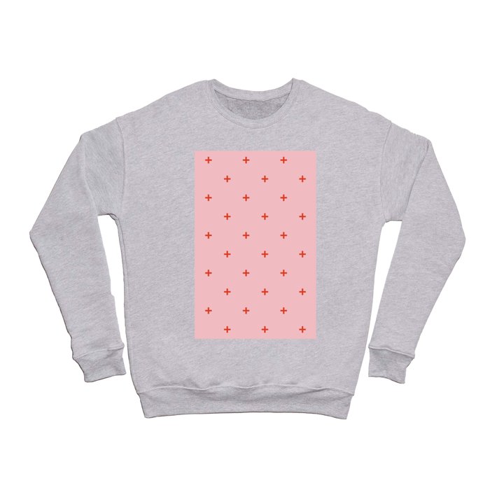 red + pink cross pattern Crewneck Sweatshirt