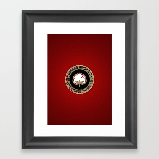 Minimal movie cover: Django Unchained Framed Art Print