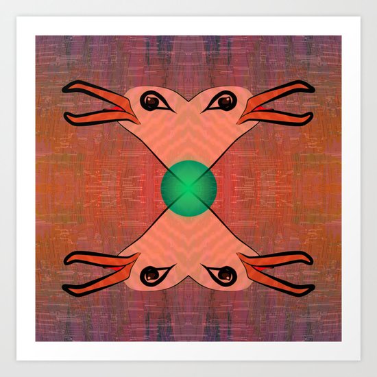 Green Kiss / Love / Pattern 12-01-17 Art Print