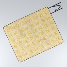 Textured Fan Tessellations in Warm Sunny Yellow Picnic Blanket