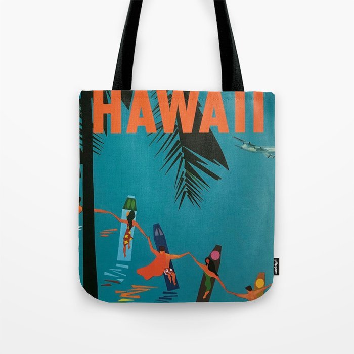 Surfing Hawaii - Jet Clippers to Hawaii Vintage Travel Poster Tote Bag