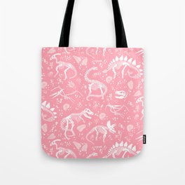 Excavated Dinosaur Fossils in Candy Pink Tote Bag
