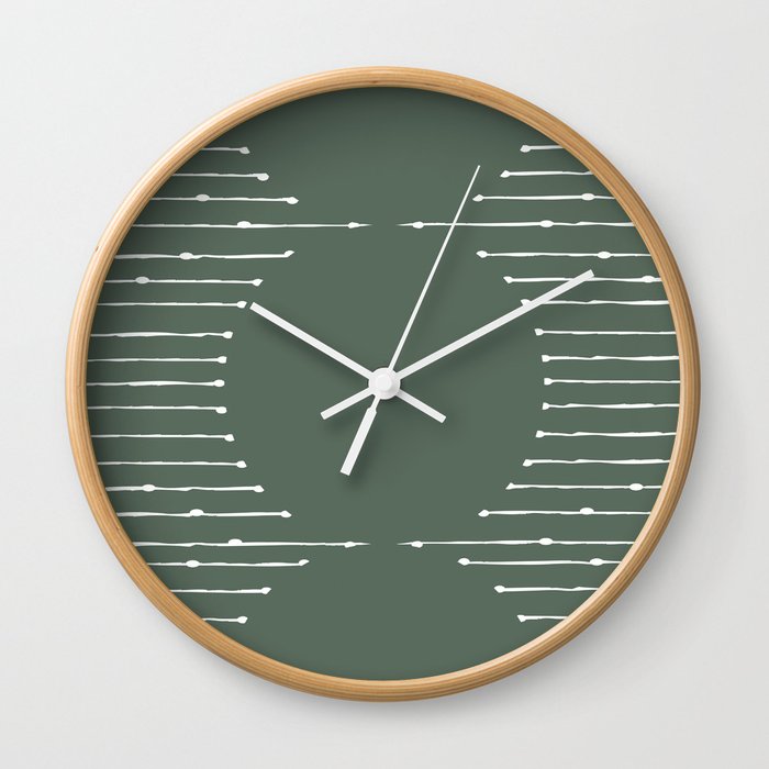 Geometric Lines / Sage Green Wall Clock