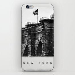 Brooklyn Bridge in New York City black and white iPhone Skin