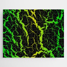 Cracked Space Lava - Green/Yellow Jigsaw Puzzle