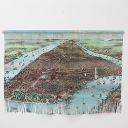 Antique Skyline of New York City by Currier and Ives 1883 Wall Hanging