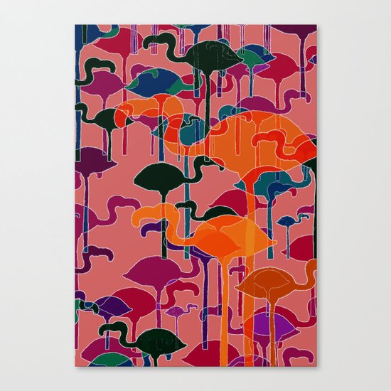 multicoloured flamingos Canvas Print