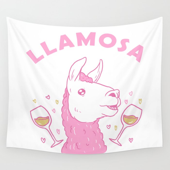 Funny Llama Drinking Whine Party Celebratin Gift Wall Tapestry