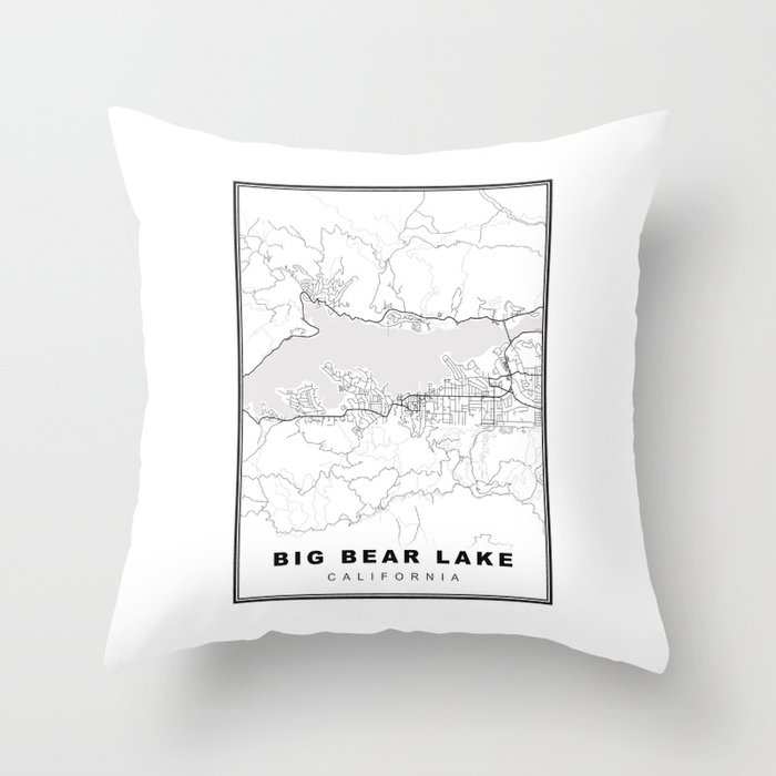 Big Bear Lake Map Throw Pillow