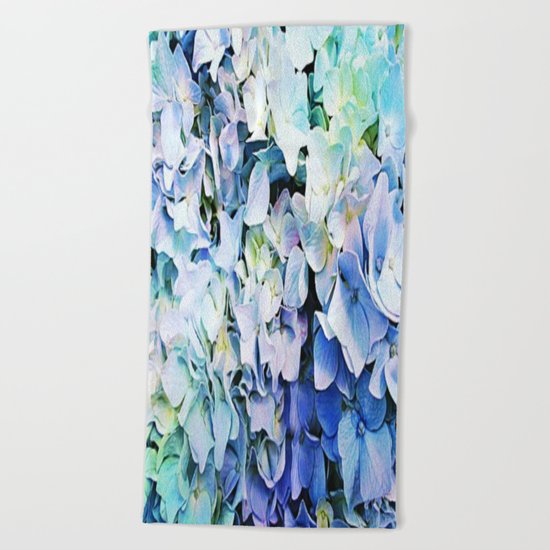 Soft Tri-Color Pastel Hydrangea Beach Towel