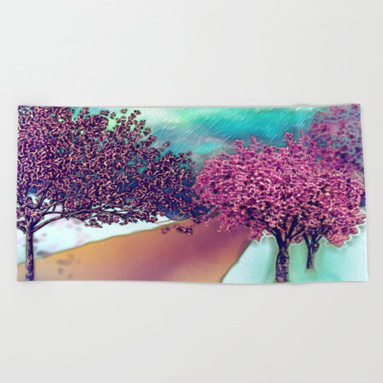 Cherry Blossom Trees Beach Towel