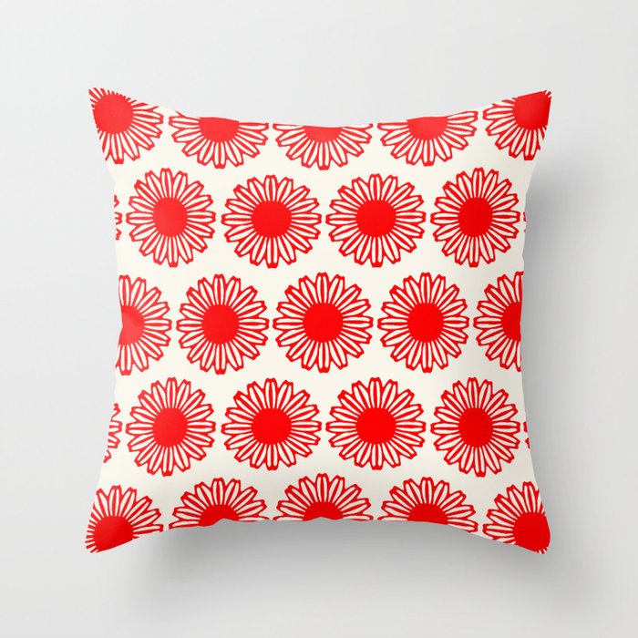 vintage flowers red Throw Pillow