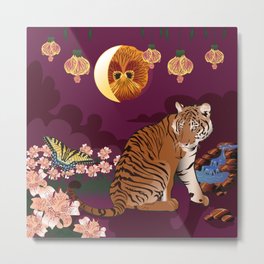 Tigerlily Metal Print | Gemstone, Flowers, Kitty, Tigerlily, Cat, Butterfly, Graphicdesign, Flower, Magenta, Lily 