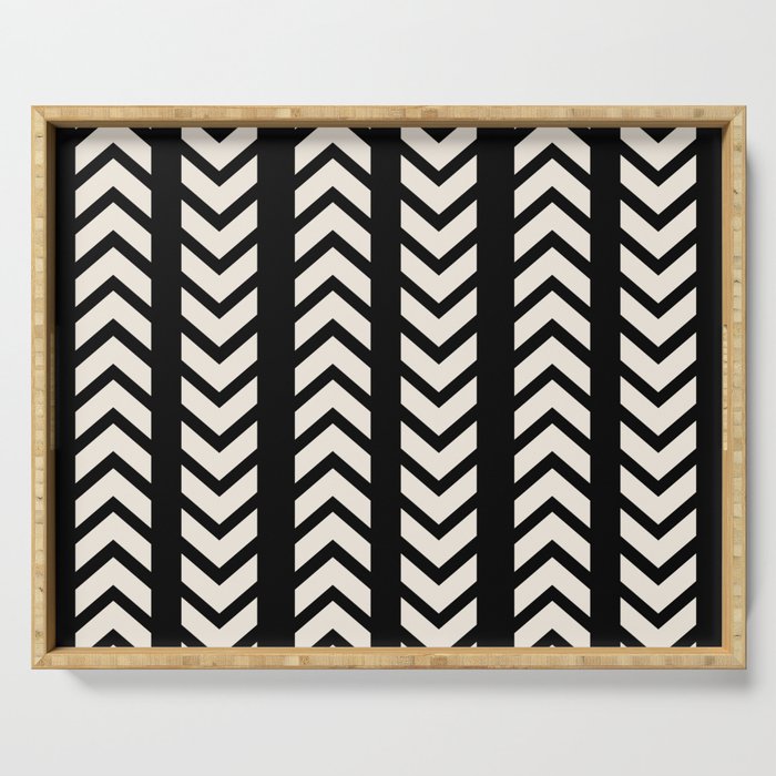 Mud cloth black white arrow pattern Serving Tray