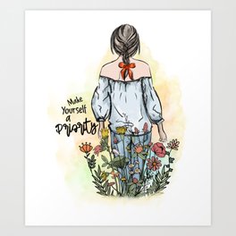 Make Yourself A Priority Floral Girly Art Print