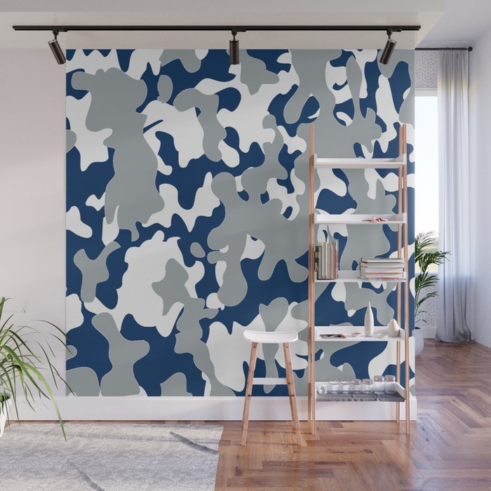 TEAM COLORS 5 CAMO NAVY ,GRAY AND WHITE Wall Mural