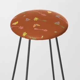 Retro prairie wildflowers Counter Stool