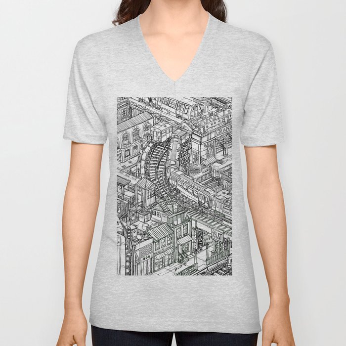 The Town of Train 2 V Neck T Shirt
