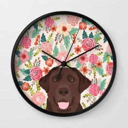 Chocolate Lab floral dog head cute labrador retriever must have pure breed dog gifts Wall Clock
