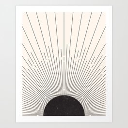 Mid Century Black Sun - Sunrise Boho Decor Art Print