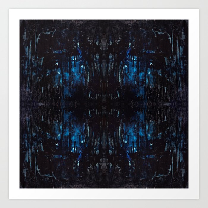 Mid-Night Blues Art Print | Painting, Digital, Acrylic, Pattern, Black, Blue, Abstract