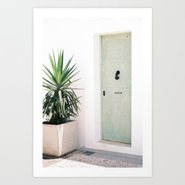 Green door with Palm tree // Ibiza Travel Photography Art Print