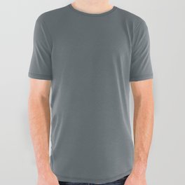 Dark Smoky Blue Gray Solid Color PPG Lava Gray PPG1038-6 - All One Single Shade Hue Colour All Over Graphic Tee
