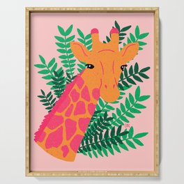 Giraffe - pink and green Serving Tray