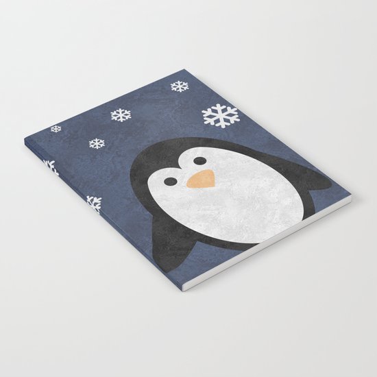Christmas Penguin Marble Notebook